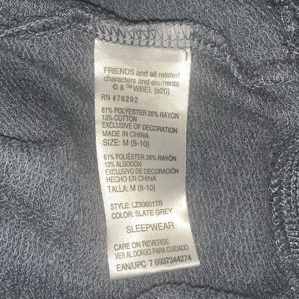 FRIENDS Size M Slate Grey Lightweight Sleepwear Sweatshirt - Picture 5 of 5